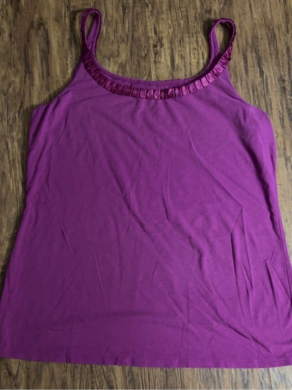 New York & Company Purple Satin-Trim Camisole